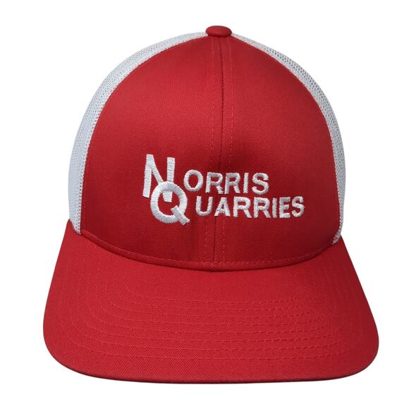 Norris Quarries Snapback Mesh Back Trucker Hat Red One Size Colorblock - Picture 1 of 10